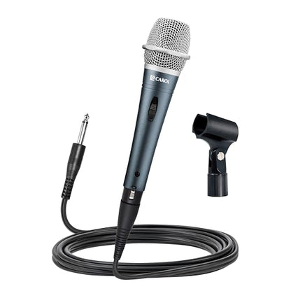 CAROL Edur-916S Silver XLR Wired Vocal Microphone for Singing－Supercardioid | Patented dual-shock-mount minimizes handling noise. Anti-rolling grille keeps the microphone secure on desk. - color: Silver