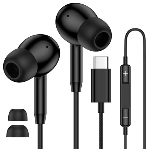 USB C Samsung Earbuds Wired Headphones for Samsung Galaxy S26 S25 Ultra S25 | FE Edge A17 A16 A36 A26 A56 iPhone 17 Ear Buds Android Phone USBC in-Ear Earphones Braided Cord Headsets with Microphone