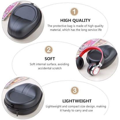 Ipetboom Protective Headset Bag Large Eva Carrying Case with Hard Shell for Over-Ear Headphones Travel Storage Black