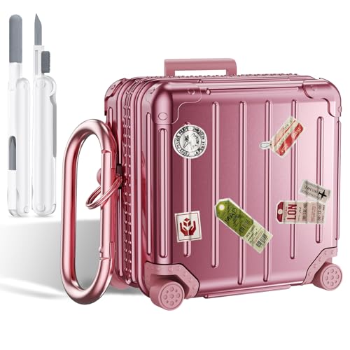 KOREDA Compatible with Samsung Galaxy Buds 4 Case/Buds 4 Pro Case Cover, Cute Funny Suitcase Design Case for Galaxy Buds 4 Pro, Fashion Protective Hard Case for Women Men with Keychain (Rose Gold) - color: Rose Gold