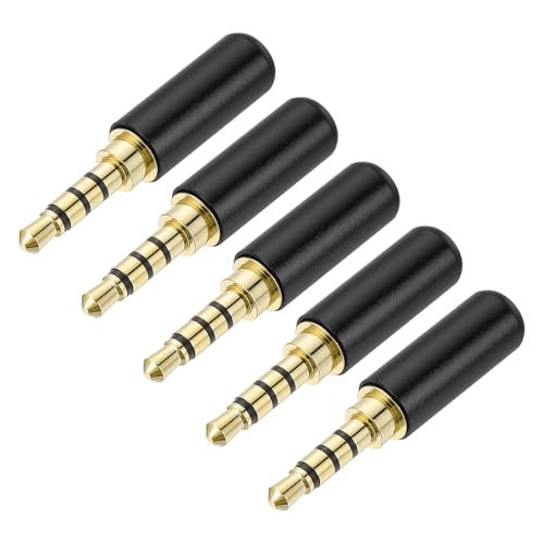 MECCANIXITY 5Pcs 3.5mm Replacement Repair Plug Jack 4 Pole Bright Black - color: Bright Black