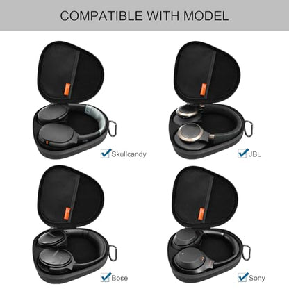 Headphones Case for Skullcandy/JBL/Bose/Sony Wireless Headphones - Black | Travel Case Carrying Cover Bag, Storage Protective Bag with Cable - color: Black