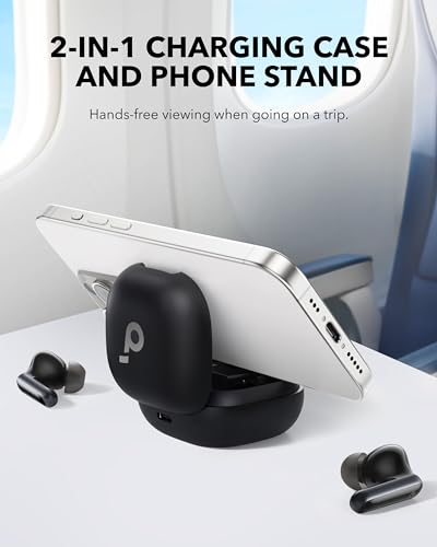 Soundcore P40i by Anker Noise Cancelling Earbuds with Adaptive ANC | Heavy Bass, 60H Playtime, 2-in-1 Case and Phone Stand, IPX5, Wireless Charging, Bluetooth 5.3 - color: Midnight Black