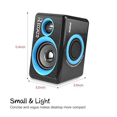 RECCAZR SP2040 Surround Computer Speakers with Deep Bass USB Wired Powered Multimedia Speaker for PC/Laptops/Smart Phone Built-in 4 Loudspeaker Diaphragm(Blue) - color: Black & Blue