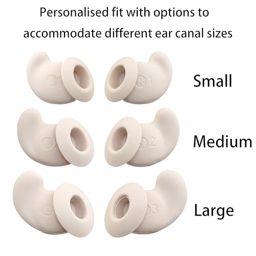 Replacement Silicone Ear Wings for Soundcore Sleep A20 Earbuds | Anti Slip Ear Tips, 3 Pairs (Beige) (SML)