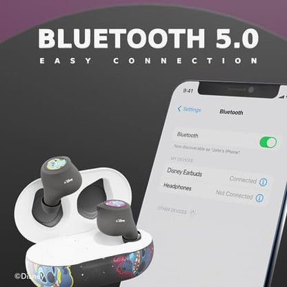 Disney Lilo and Stitch Bluetooth Earbuds w/Charging Case- Wireless Headphones w/Built-in Mic+ Up to 30 Hrs Playtime- Lilo and Stitch Gifts for Girls,Boys,Women,Men,All Fans of Lilo and Stitch Stuff - color: Stitch Galactic