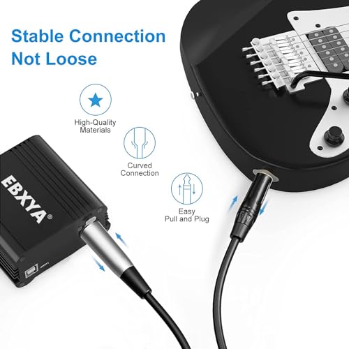 EBXYA 1/4'' TS Mono Guitar to XLR Male Unbalanced Cable 3 Ft, 6.35 Jack to XLR Cable, 2 Packs | 6.35 Jack to XLR Cable, 2 Packs - color: 2 Packs of TS to XLR Male 3 FT