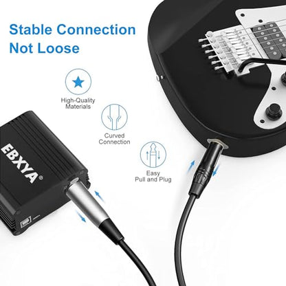 EBXYA 1/4'' TS Mono Guitar to XLR Male Unbalanced Cable 3 Ft, 6.35 Jack to XLR Cable, 2 Packs | 6.35 Jack to XLR Cable, 2 Packs - color: 2 Packs of TS to XLR Male 3 FT
