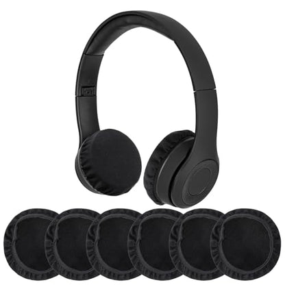 6pcs Fabric Headphone Ear Covers, Black Washable Ear Pad Covers Stretchable Earcup Spandex Headphone Protector Sweat Headset Cloth Fit 3.5" to 5.9