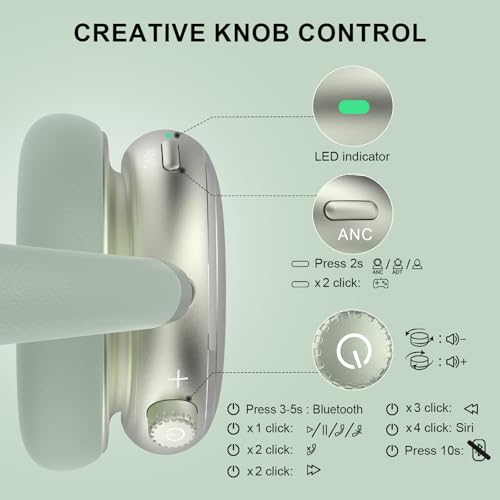 Hybrid Active Noise Cancelling Headphones Over Ear 120H Playtime - color: Spring Green