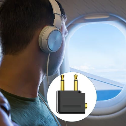 Eanetf Airplane Headphone Adapter 3-Pack Dual 3.5mm Gold Plated | Dual 3.5mm airplane headphone adapter, 3 pack, Gold plated, For in-flight entertainment, Plug and play, Compact travel size