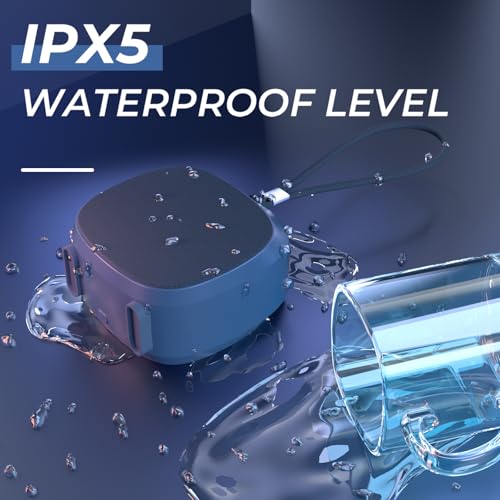 PEICHENG Speaker, Small Portable Bluetooth Wireless IPX5 Waterproof Shower Speaker,Loud Stereo Sound Deep Bass,Dual Pairing, RGB Lights,Long Playtime for Outdoor Party, Great Gift,1PC (Blue) - color: Blue