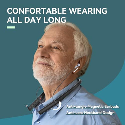 Hearing Aids, Bluetooth Hearing Aid for Seniors Adults, Neckband Rechargeable Hearing Amplifiers with Volume Control