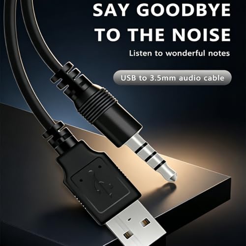 3.5mm USBCharging Audio Cable 3.3FT,AUX Audio Jack toUSB Male Charging CableAdapter,Compatible withHeadphones,Speakers,VoiceRecorders,MP3 Players,and Other Devices with a3.5mm Port