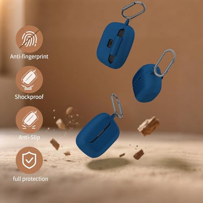 OAJ Soft Silicone Protective Case Cover for JBL Endurance Race 2, Front LED Visible, Compatible with JBL Endurance Race 2 Charging Case with Carabiner & Cleaner kit(Navy Blue) - color: Navy Blue