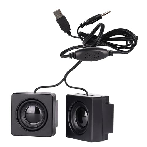 USB Computer Speakers, Mini Desktop Speakers USB Powered 3.5mm TRS Aux Speaker with Volume Control Wheel, for PC,Laptop,Tablet,Phone