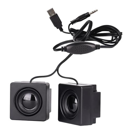 USB Computer Speakers, Mini Desktop Speakers USB Powered 3.5mm TRS Aux Speaker with Volume Control Wheel, for PC,Laptop,Tablet,Phone