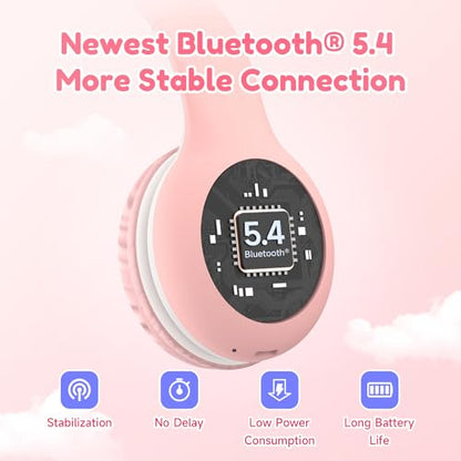 EarFun K2 Kids Bluetooth Headphones for School/Travel,Built-in Mic, 2 Packs | Volume Limited, 40H Playtime, Stereo Sound, Foldable Over-Ear Headphone for Kids/Toddler/Travel/Tablet, Blue&Pink - color: Pink&Blue