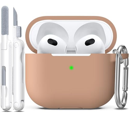 for AirPods 3 Case Silicone Cover, Milk Tea | Compatible with Apple AirPods 3rd Generation (2021) with Keychain & Cleaner Kit, Wireless Charging Compatible - color: I3-Milk Tea