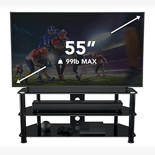 AVF Steel Glass TV Stand with Cable Management for up to 55" TVs in Black