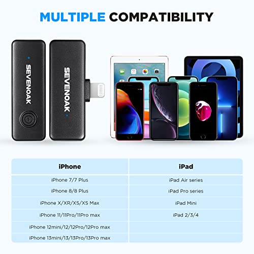 2.4GHz Wireless Lavalier Lpael Microphone for iPhone iPad Compact Tiny Clip On Mic for Vlog Live Streaming Video Recording Interview YouTube with Lightning Sevenoak SK-W10-D1 1 Transmitter 1 Receiver - size: SK-W10-D1