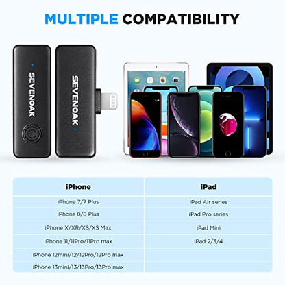 2.4GHz Wireless Lavalier Lpael Microphone for iPhone iPad Compact Tiny Clip On Mic for Vlog Live Streaming Video Recording Interview YouTube with Lightning Sevenoak SK-W10-D1 1 Transmitter 1 Receiver - size: SK-W10-D1