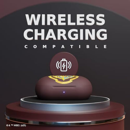 iJoy Harry Potter Hogwarts Crest Wireless Bluetooth Earbuds with Charging Case, Built-in Mic, 30 Hr Playtime, Officially Licensed | Harry Potter Gifts for Women, Men, Teens, Kids and All Fans - color: Hogwarts Crest