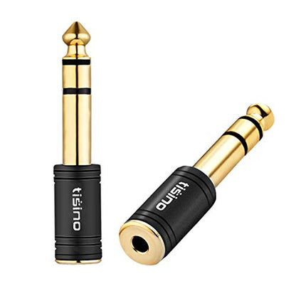Tisino 3.5mm to 1/4 Stereo Adapter, 1/8 inch Female to 1/4 inch Male Aux Jack Converter Headphone Adapter - Black, 1PCS | 1/8" to 1/4" Headphone Jack Converter for Amp/Mixer/Guitar, Gold-Plated TRS Stereo Aux Adapter Audio Plug - size: Adapter 1 PCS