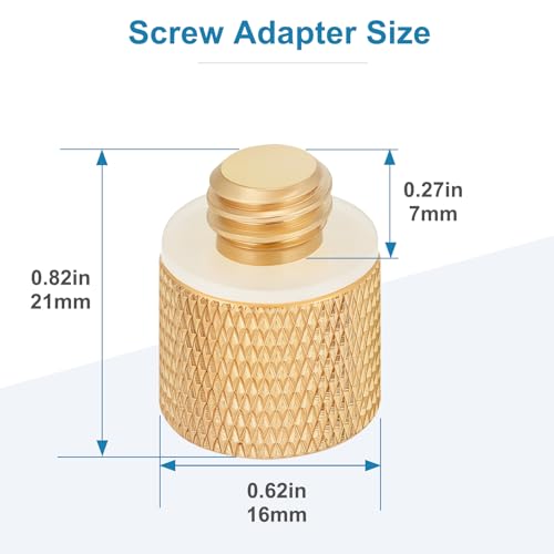 2 Pack Camera Screw Adapter, 3/8"-16 Male to 1/4"-20 Female Screw Thread Adapter Set for Tripod Stand, Microphone Stand, Mic Mount, and Camera Monitor (Brass)