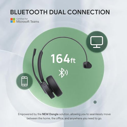 Yealink BH70 Mono UC Compatible with Charging Stand, Wireless Bluetooth Headset with Microphone for Work, up to 35h Talking Battery Life, 3-Mic Noise Cancellation Headsets for Computer