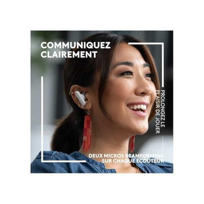 Logitech G FITS True Wireless Gaming Headphones, Custom Molded Fit, LIGHTSPEED + Bluetooth, Four Ray Generating Microphone, PC, Mac, PS5, PS4, Mobile, Nintendo Switch - White