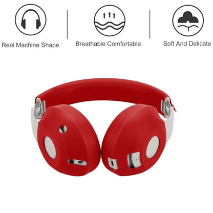 Aiivioll Studio Pro Silicone 2 in 1 Case Cover Set, Anti-Scratch Ear Pad Cover/Zipper Headband Cover for Beats Studio Pro Headphone, Studio Pro Soft Silicone Protector Accessories(Red) - color: Red
