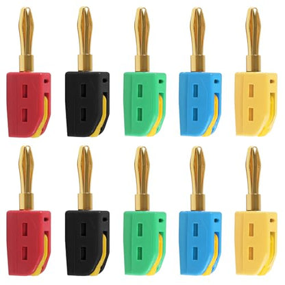 10Pcs 4mm Banana Plug Quick Connect Speaker Wire Connectors 32A 250V, Insulated Banana Sockets for Home Theater Audio -Red Black Yellow Green Blue - color: 10pcs Multi