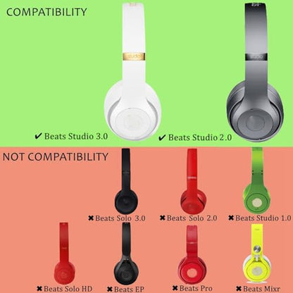 Replacement Ear Pads Cushions Compatible with Beats Studio 3.0/2.0, Headphone Ear Covers with High Density Memory Foam, Soft Leather, Adaptive Beats Noise Cancelling Headphones Replacement Earpads - color: Grey