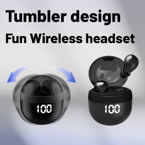 Invisible Mini Earbuds Wireless Bluetooth, Ultra-Comfort & Lightweight Wireless Mini Sleep Headphones, Unique Tumbler Portable Charging Case, Soft In-Ear Ear Plugs for Sleeping Small Ears Gym (Black) - color: Black
