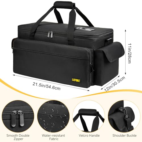 Large DJ Equipment Bag with 6 Detachable Dividers,DJ Cable File Bag with Laptop and Microphone Slots,Travel Dj Gig Organizer Bags for DJ Gear,Musicians, Professional and Dj Accessories( 21.5"×12"×11") - size: L( 21.5"×12"×11")
