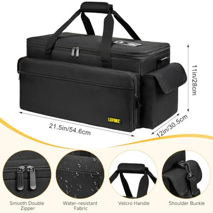 Large DJ Equipment Bag with 6 Detachable Dividers,DJ Cable File Bag with Laptop and Microphone Slots,Travel Dj Gig Organizer Bags for DJ Gear,Musicians, Professional and Dj Accessories( 21.5"×12"×11") - size: L( 21.5"×12"×11")
