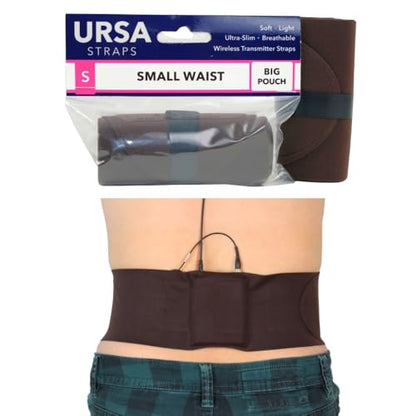 URSA Waist Strap - Medium Waist, Small Pouch (Brown) | Ultra Slim, Breathable & Stretchy Microphone Transmitter Straps, Compatible with Most Transmitter/Receivers - color: Brown, size: Medium Waist - Small Pouch