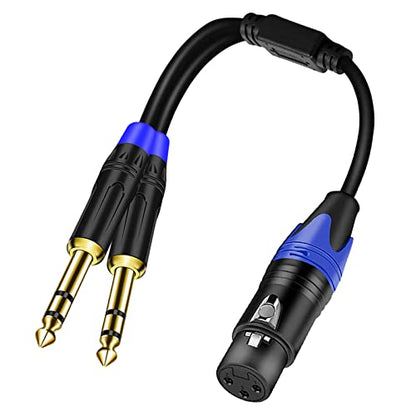 6.35mm Dual TRS to XLR Female Cable for Microphone, Mixer, Amplifier, 11.8inch, Dual1/4 TRS Male to XLR Audio Cable, Y Splitter Patch Cord, 3-PinXLR to Dual 1/4 Converter Adapter Cable - style: 1PACK-11.8inch-Female