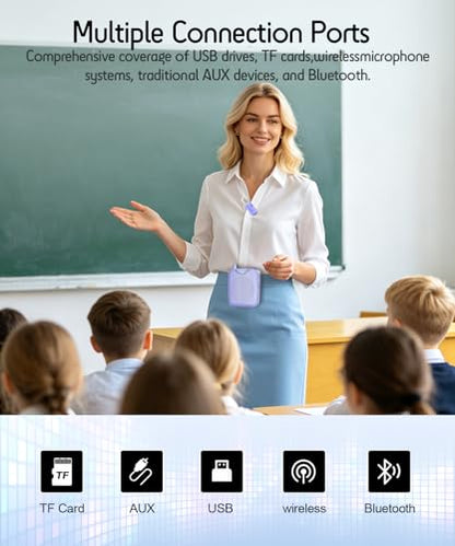 SHIDU 35W Voice Amplifier for Teachers Bluetooth Wireless Lavalier Mic - color: Purple