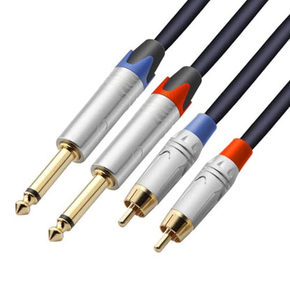 Tisino RCA to 1/4" Cable,Dual RCA to Dual 1/4" TS HiFi Audio Cable, 3.3FT | Dual 1/4" TS to 2 RCA Male Interconnect Cable for Mixer, Amp, Studio, Gold-Plated OFC Shielded Stereo Audio Patch Cords - size: 3 feet