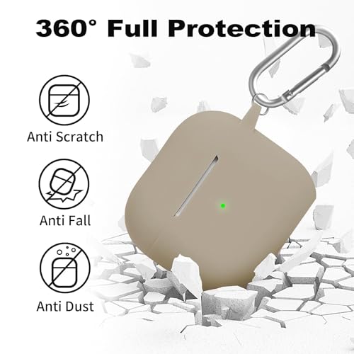 Silicone Case Cover for AirPods 4th Gen, Soft Skin, Full Protection, Keychain, Cleaner Kit (Milk Tea) - color: A5-Milk Tea