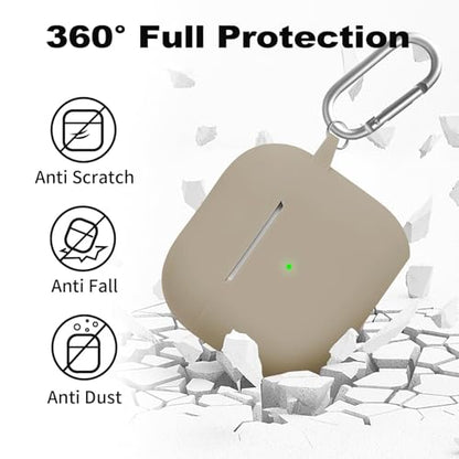 Silicone Case Cover for AirPods 4th Gen, Soft Skin, Full Protection, Keychain, Cleaner Kit (Milk Tea) - color: A5-Milk Tea