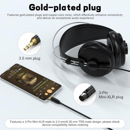 Replacement Coiled Cable for Beyerdynamic DT990 DT770 DT900 PRO X, AKG Q701 | 3.5mm to Mini-XLR Audio Cable Compatible with Beyerdynamic DT700 PRO X, DT1990 PRO MKII, Headphone Cord for AKG K240, K702