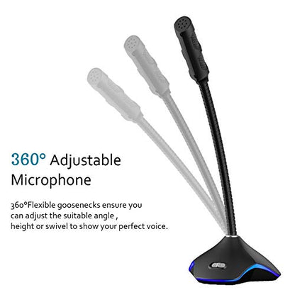 Microphone with LED Light for PC Computer Laptop Notebook Desktop Gaming Chatting Noise Reduction