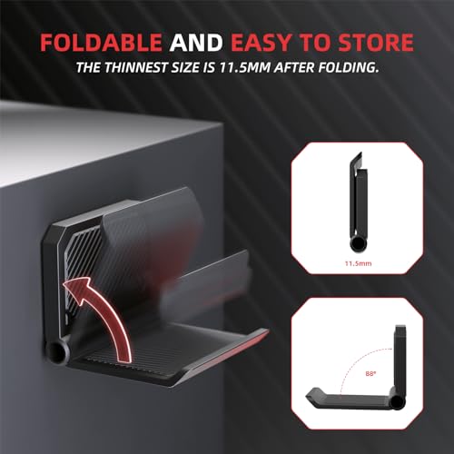 PlayVital FOLD Controller Holder Wall for ps5 ps4 Xbox Switch 2 Pro Headset, 2 Pack Universal Storage Organizer Gaming Controller Stand Headphone Mount - Foldable Anti-slip Adhesive Removable, Black - color: Black 2 Sets