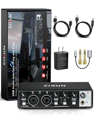 2x2 USB-C Audio Interface for PC/Mac Recording, 24-bit/192kHz, Dual TS/XLR Inputs, +48V Phantom Power, Studio/Podcast/Streaming (Matte Black)