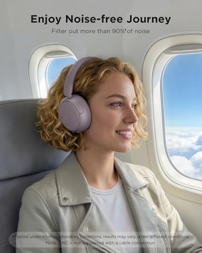TALIX H30 Hybrid Active Noise Cancelling Headphones, 110H Playtime Hi-Res Audio Bluetooth 6.0 Wireless Over Ear ANC Headphones for Commute/Travel (Purple) - color: Purple