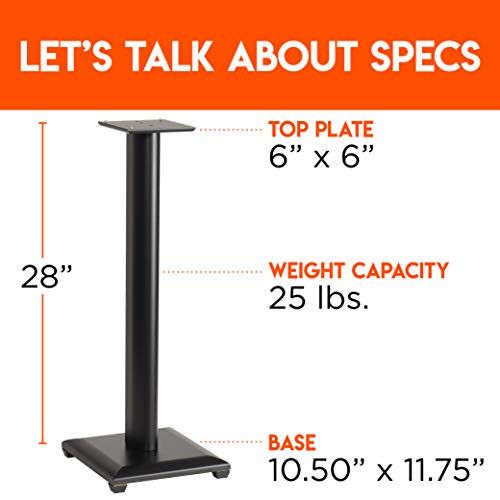 ECHOGEAR Premium Universal Floor Speaker Stands - Vibration-Absorbing MDF Design Works with Edifier, Polk, & Other Bookshelf Speakers Or Studio Monitors - Includes Sound Iso Pads & Carpet Spikes