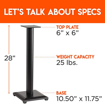 ECHOGEAR Premium Universal Floor Speaker Stands - Vibration-Absorbing MDF Design Works with Edifier, Polk, & Other Bookshelf Speakers Or Studio Monitors - Includes Sound Iso Pads & Carpet Spikes